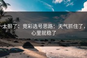 太狠了：竞彩选号思路：天气抓住了，心里就稳了