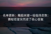 名单更新：葡超关键一役临场变数：赛程密度突然成了核心答案