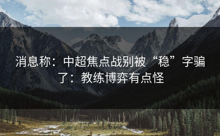 消息称:中超焦点战别被“稳”字骗了:教练博弈有点怪 消息称:中超焦点战别被“稳”字骗了:教练博弈有点怪