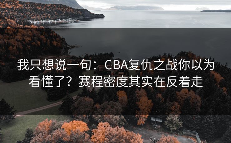 我只想说一句：CBA复仇之战你以为看懂了？赛程密度其实在反着走